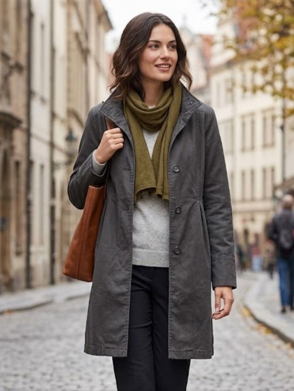 Garnet Hill Cotton Utility Trench Jacket Charcoal Dark Gray Button Front